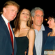 Donald Trump with future wife Melania Knauss, Jeffrey Epstein, and Ghislaine Maxwell in Palm Beach Florida, February 2000.